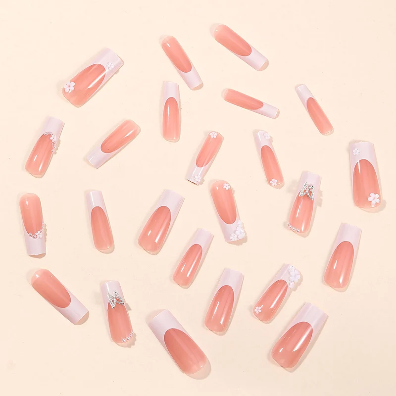 Elegant Floral Accent Acrylic Nail Art Extensions Stornfield