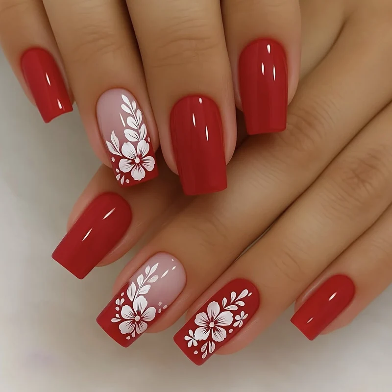Elegant Floral 3D Acrylic Nail Art Extensions Stornfield