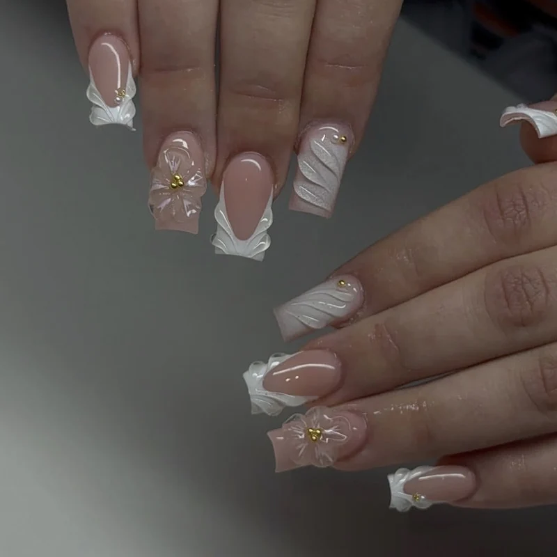 Elegant Floral 3D Acrylic Nail Art Stornfield