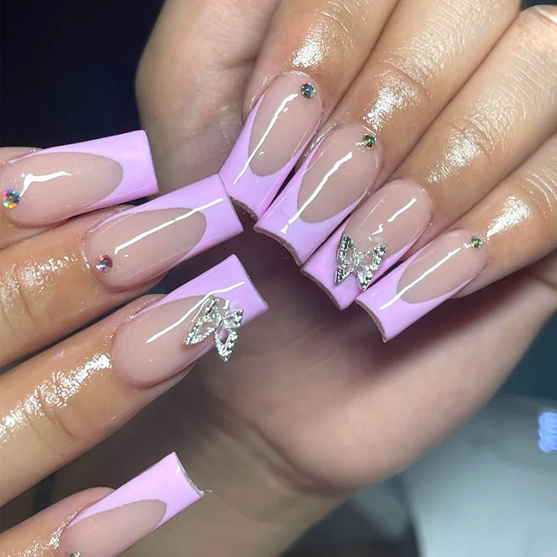 Elegant Butterfly-Inspired Acrylic Nail Art Extensions Stornfield