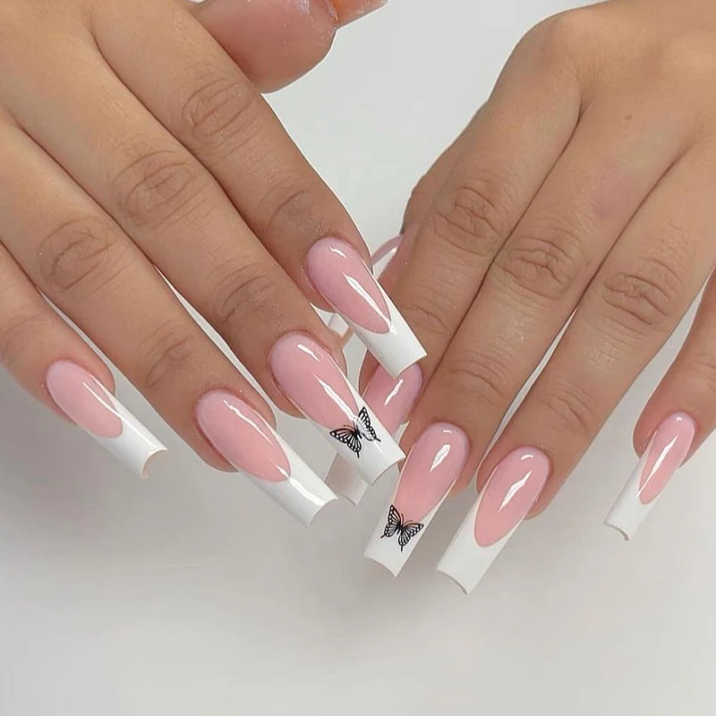 Elegant Butterfly Accent Nail Art Extensions Stornfield