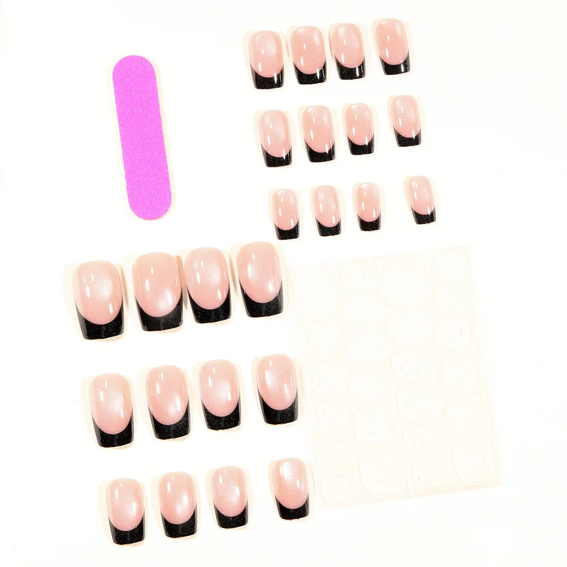 Elegant Black-Tipped Gel Nail Extensions Stornfield