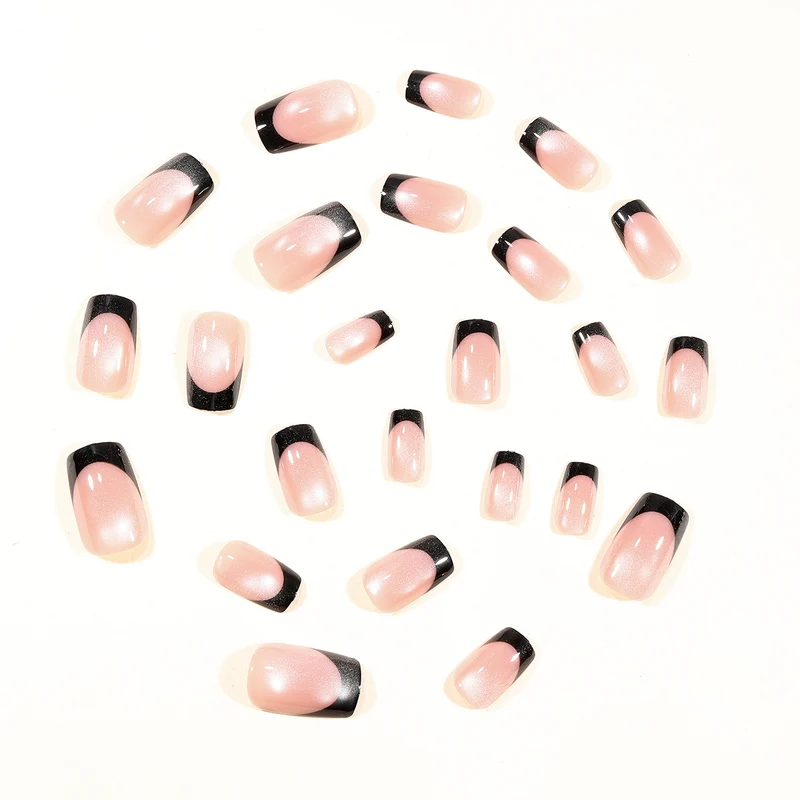 Elegant Black-Tipped Gel Nail Extensions Stornfield