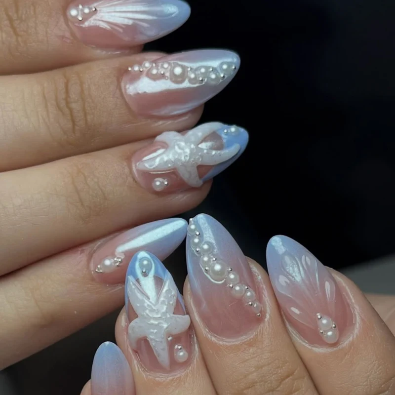 Elegant Beaded Acrylic Nail Art Stornfield