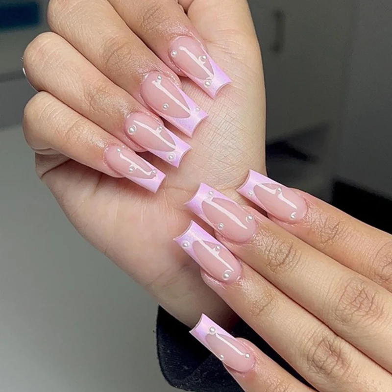 Elegant 3D Pearl Accented Nail Art Extensions Stornfield