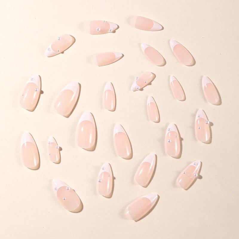 Elegant 3D Pearl Accent Stiletto Nail Art Extensions Stornfield