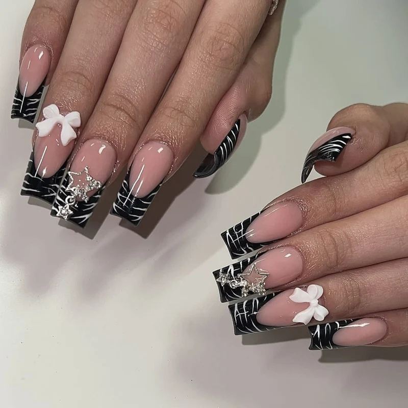 Elegant 3D Nail Art Extensions with Floral Accents Stornfield