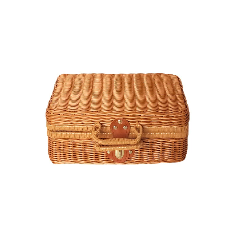 Vintage Rattan Aufbewahrungstruhe Karnz