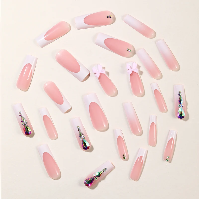 Elegant 3D Gem and Floral Acrylic Nail Art Extensions Stornfield