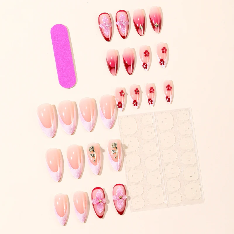 Elegant 3D Floral Acrylic Nail Art Extensions Stornfield