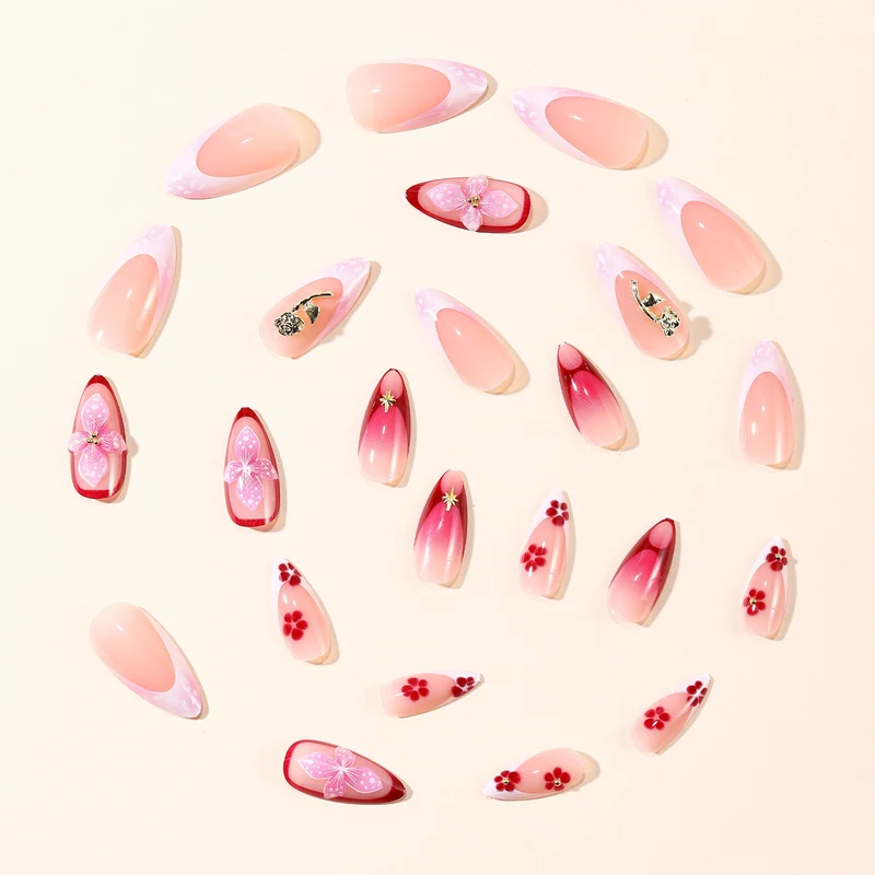 Elegant 3D Floral Acrylic Nail Art Extensions Stornfield