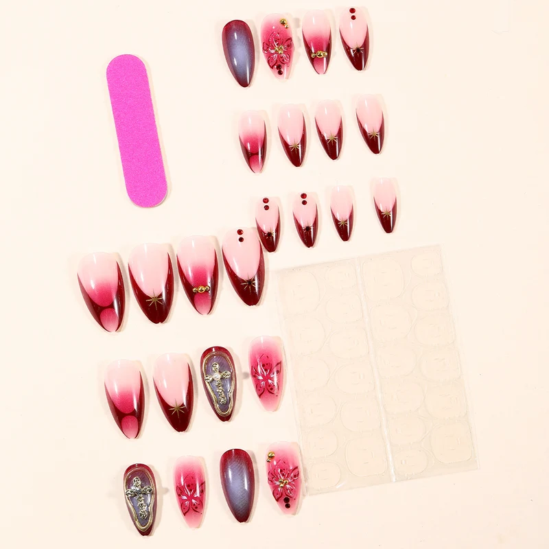 Elaborate Floral Accent Stiletto Nail Art Extensions Stornfield