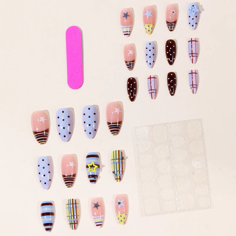 Decorative Stiletto Nail Art with Star Accents Stornfield