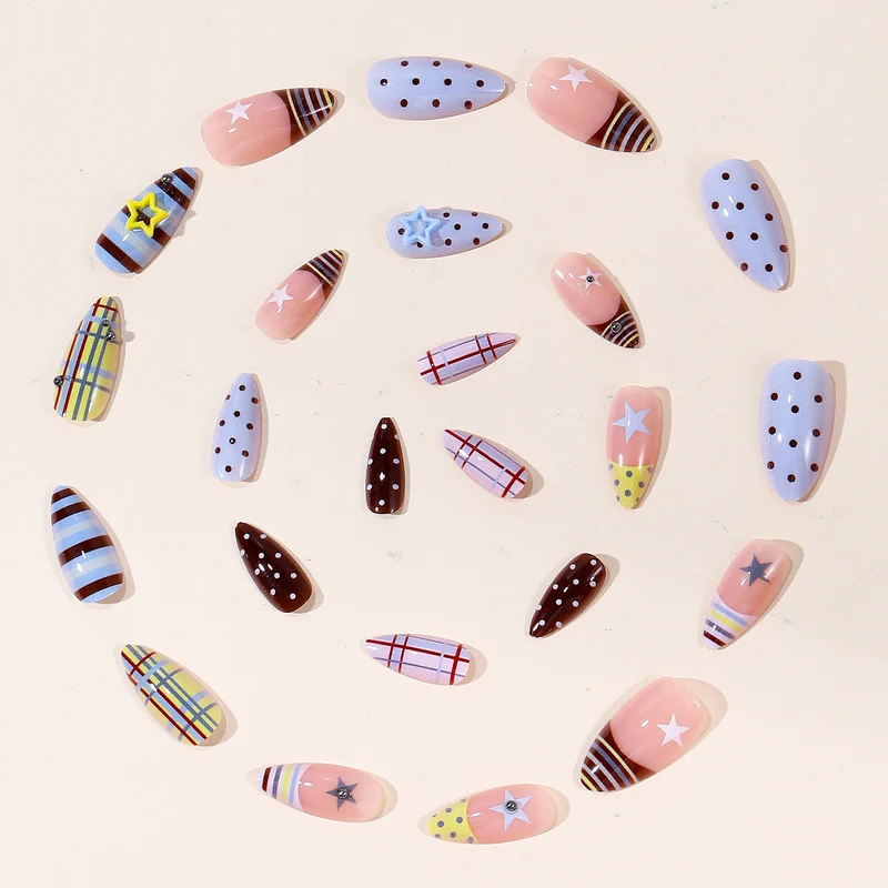 Decorative Stiletto Nail Art with Star Accents Stornfield