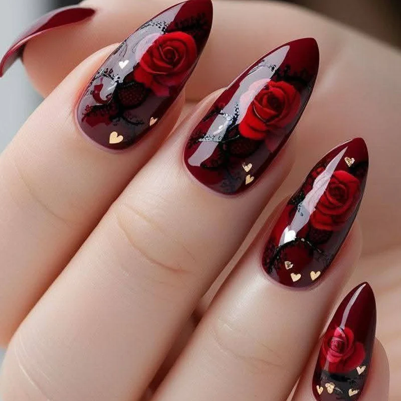 Artistic Floral Stiletto Nail Art Extensions Stornfield