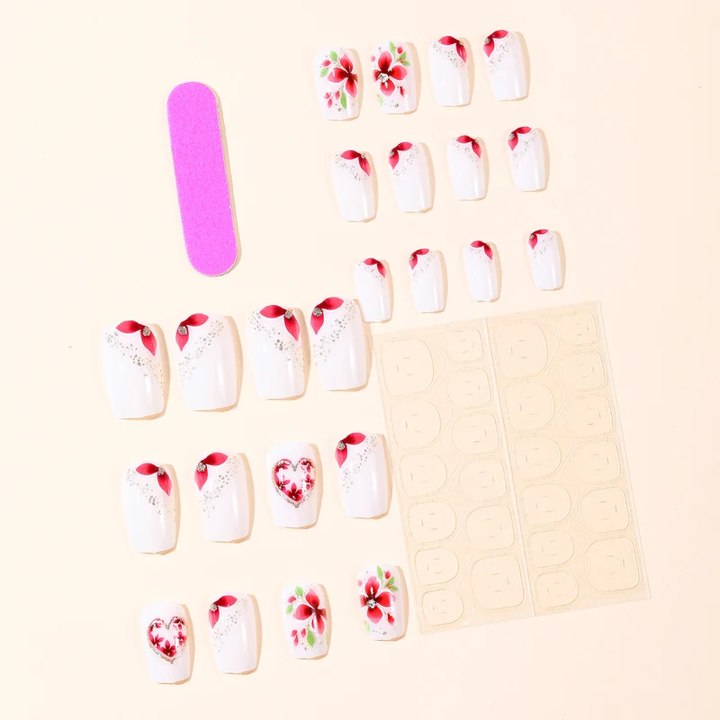 Artistic Floral Heart Acrylic Nail Art Stornfield