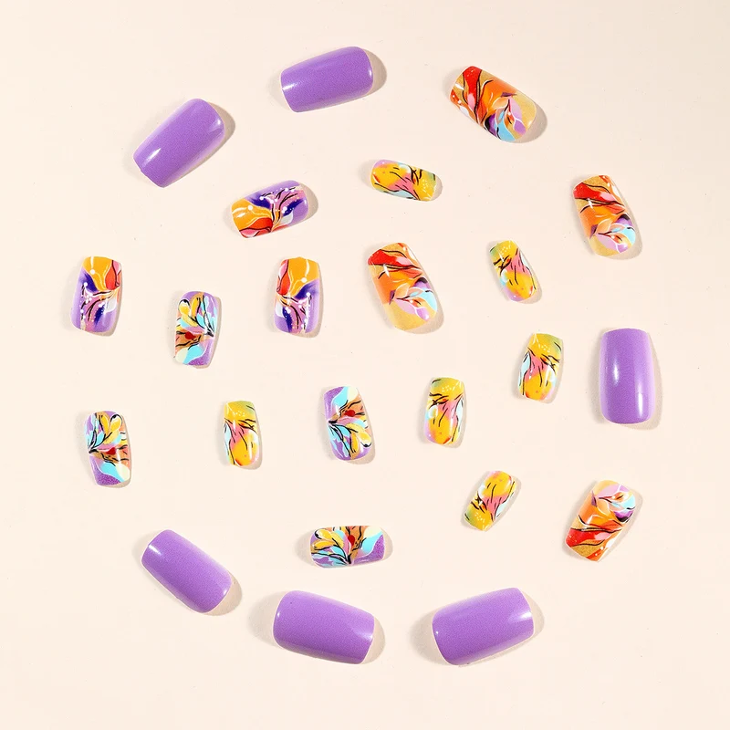 Artistic Floral Gel Nail Art Extensions Stornfield