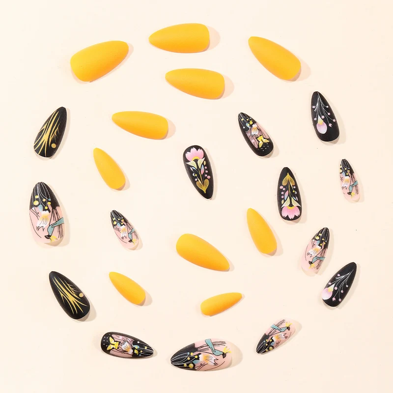 Artistic Floral Design Stiletto Nail Art Extensions Stornfield