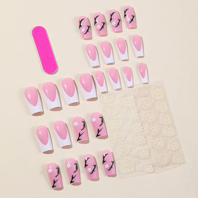 Artistic Floral Acrylic Nail Set Stornfield