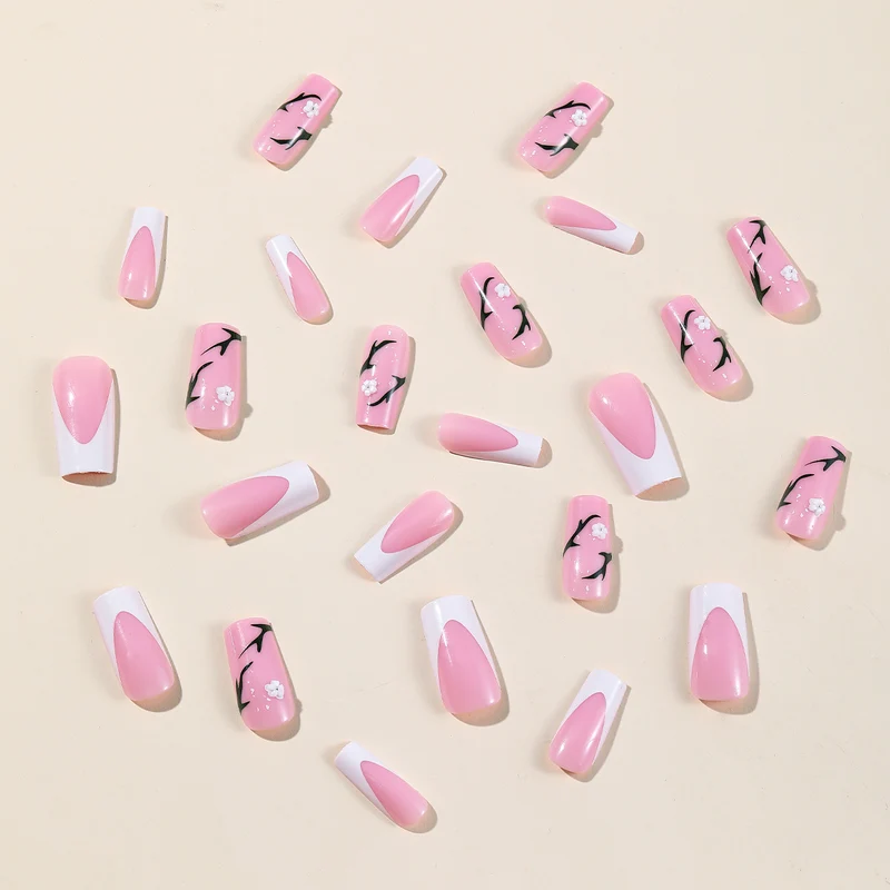 Artistic Floral Acrylic Nail Set Stornfield