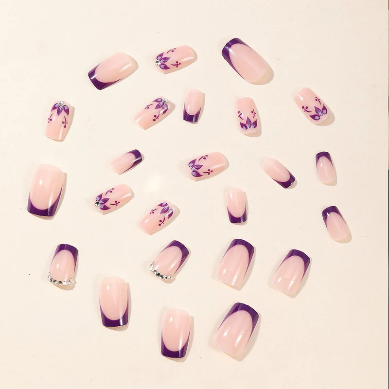 Artistic Floral Acrylic Nail Extensions Stornfield