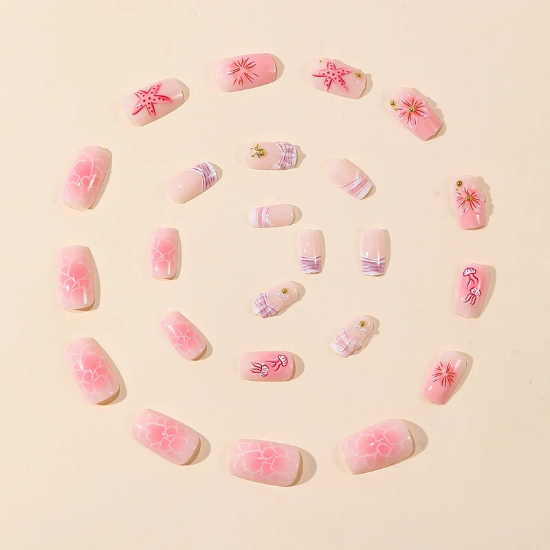 Artistic Floral Acrylic Nail Art Extensions Stornfield