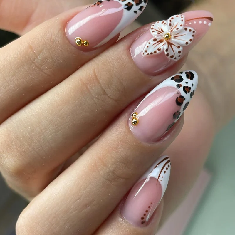 Artistic Floral Acrylic Nail Art Stornfield