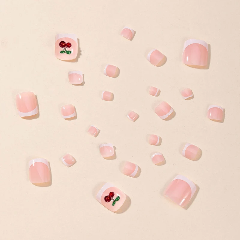 Artistic Cherry French Tip Nail Art Stornfield