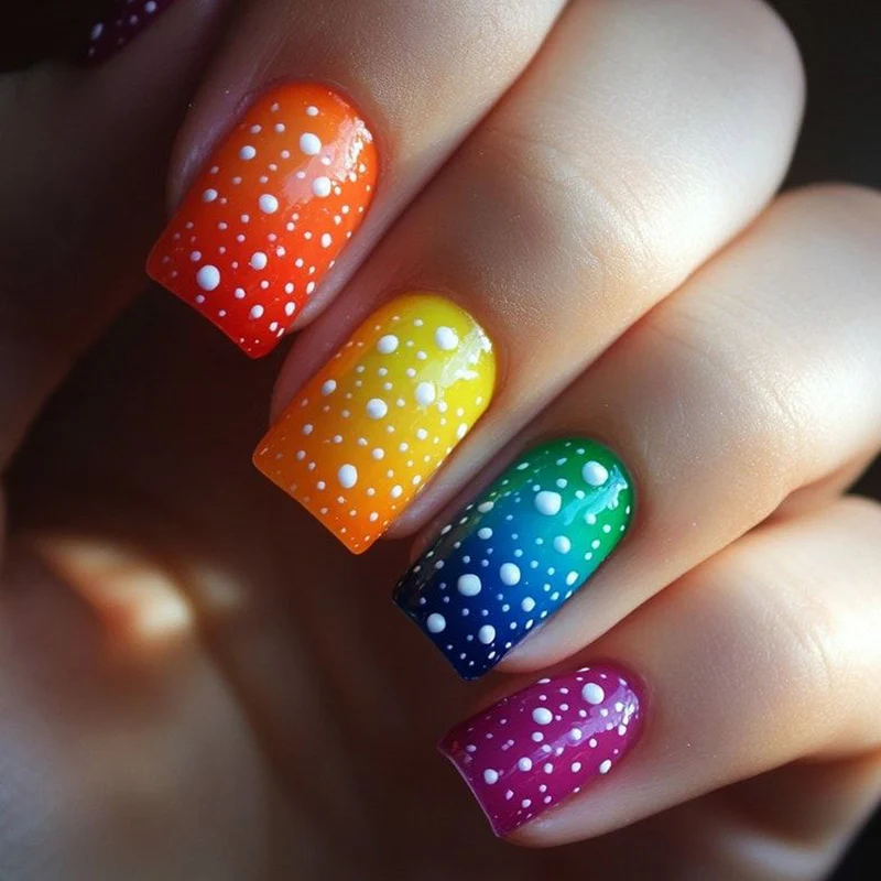 Artistic Rainbow Gradient Nail Art Extensions Stornfield