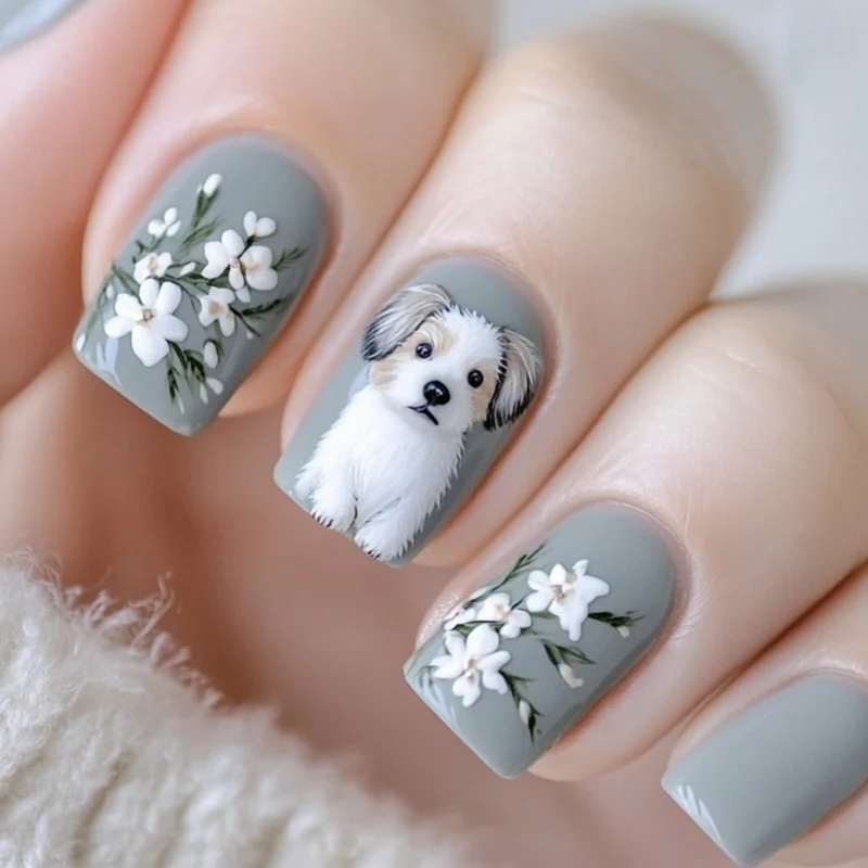 Artistic Pet-Themed Nail Art Stornfield