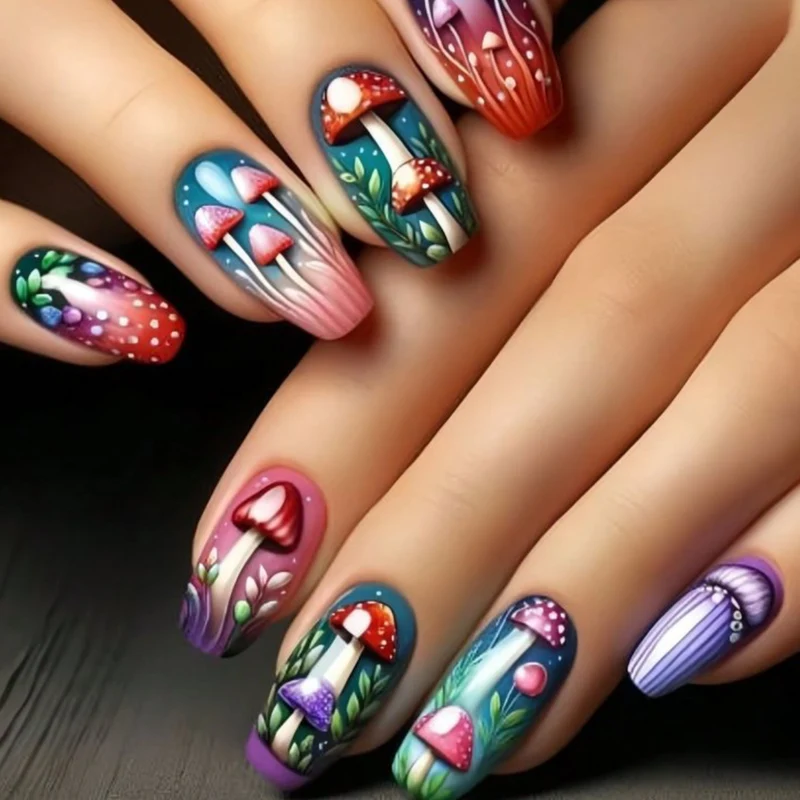 Artistic Mushroom Nail Art Stornfield