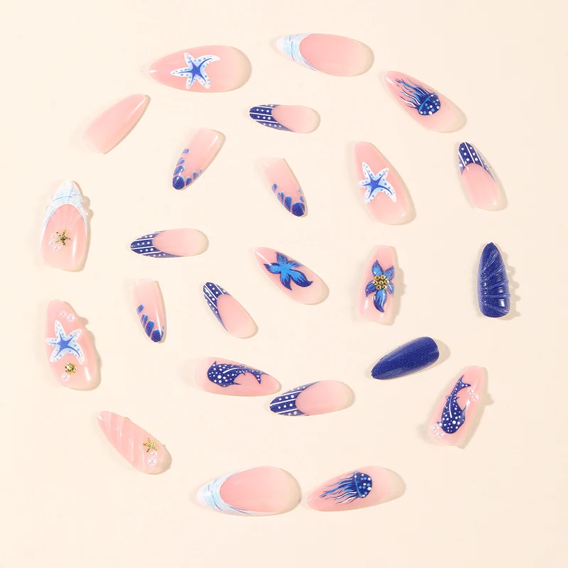 Artistic Marine-Themed Nail Art Extensions Stornfield