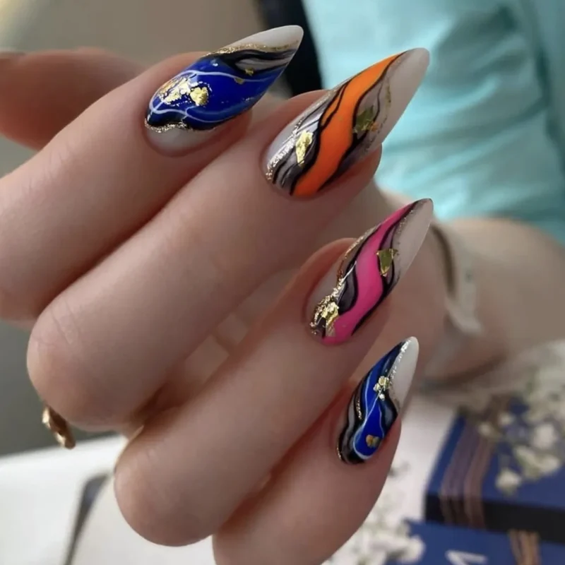 Artistic Marble Nail Art Extensions Stornfield
