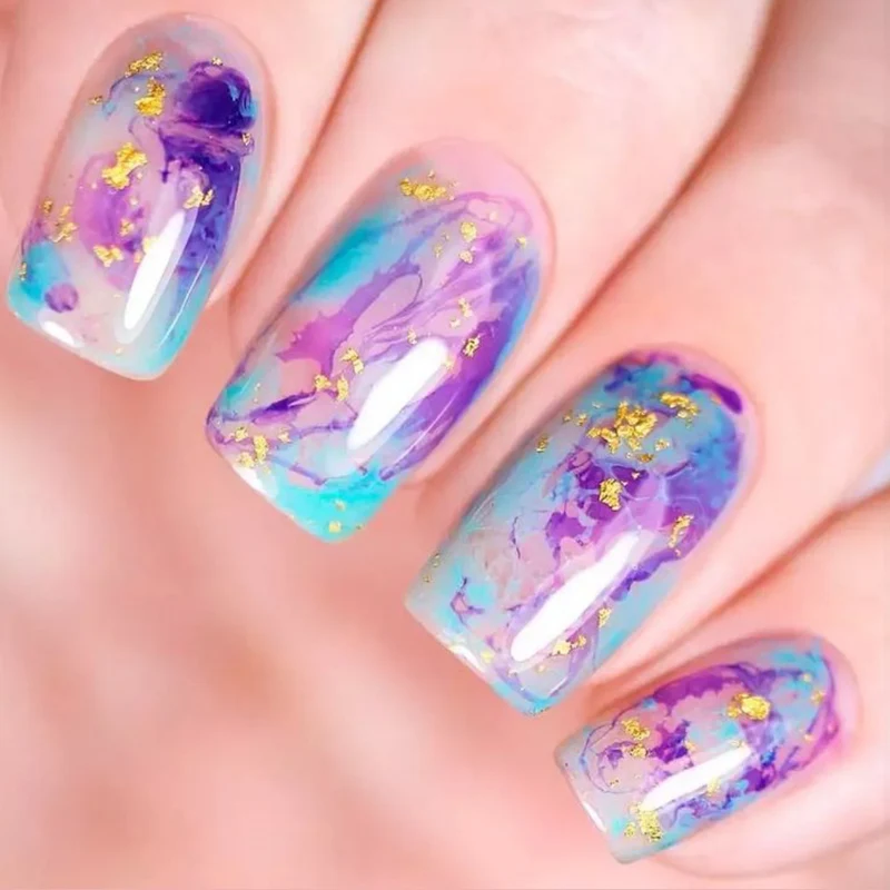 Artistic Marble Effect Nail Art Extensions Stornfield