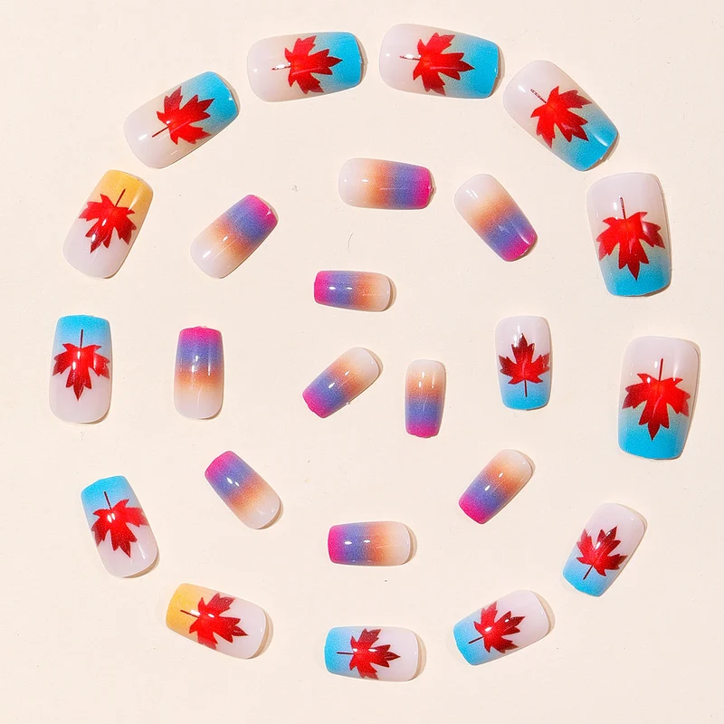 Artistic Maple Leaf Gradient Nail Art Stornfield