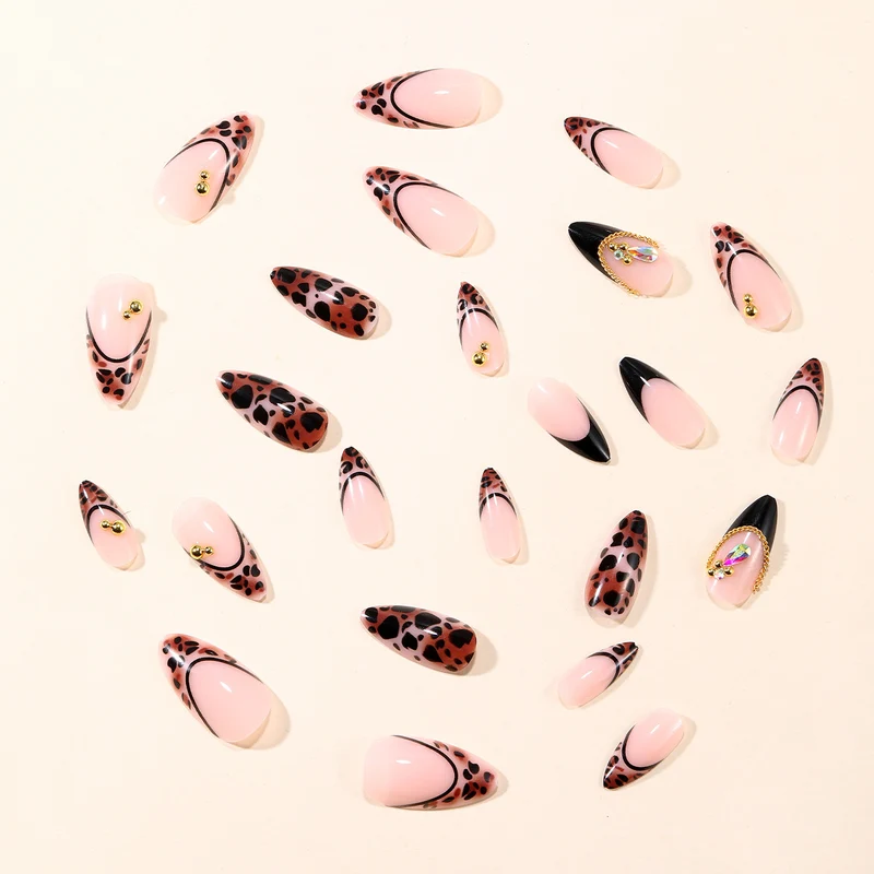 Artistic Leopard Print Stiletto Nail Art Extensions Stornfield
