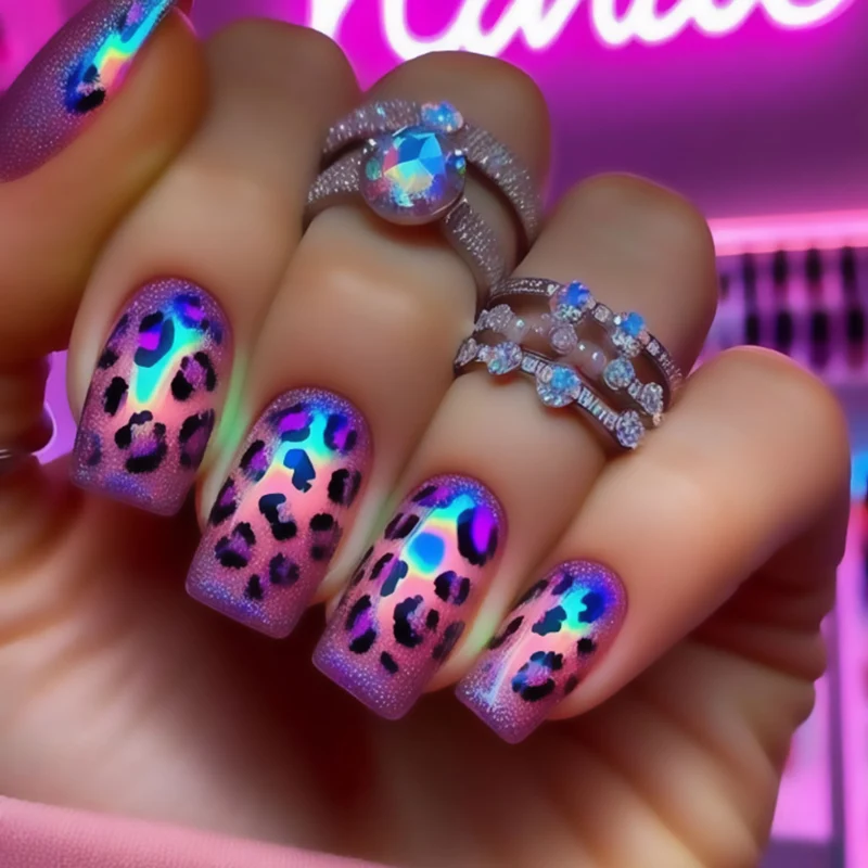 Artistic Leopard Print Gel Nail Extensions Stornfield