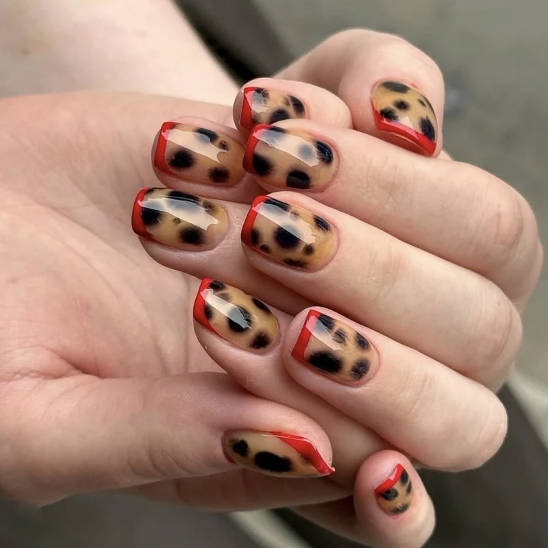 Artistic Leopard Print Acrylic Nail Art Extensions Stornfield
