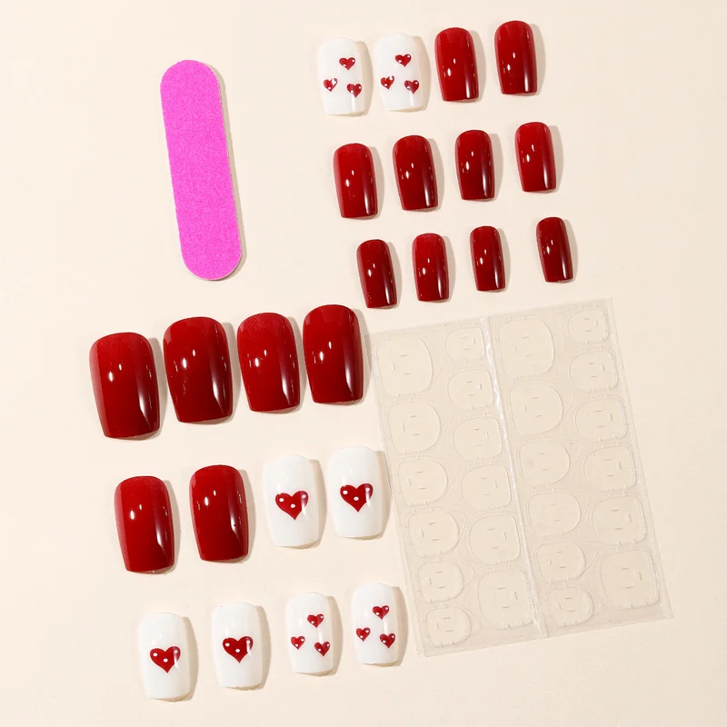 Artistic Heart-Themed Press-On Nail Set Stornfield