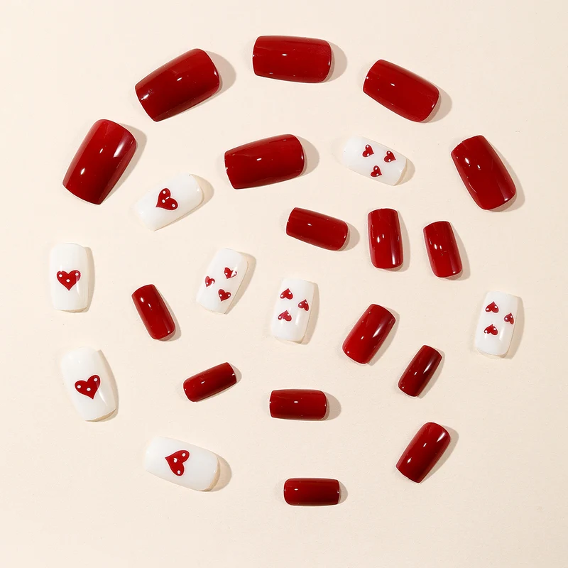 Artistic Heart-Themed Press-On Nail Set Stornfield