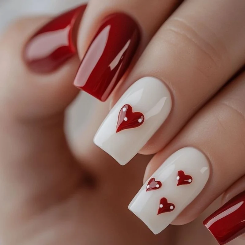 Artistic Heart-Themed Press-On Nail Set Stornfield