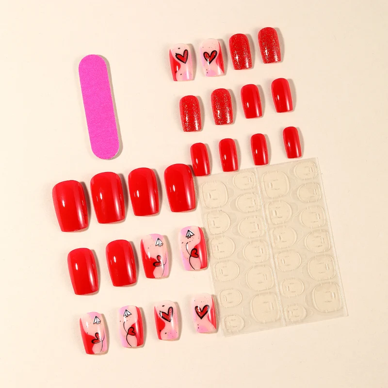 Artistic Heart-Themed Nail Art Extensions Stornfield