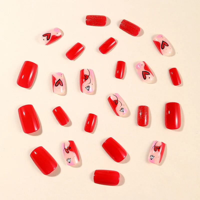 Artistic Heart-Themed Nail Art Extensions Stornfield
