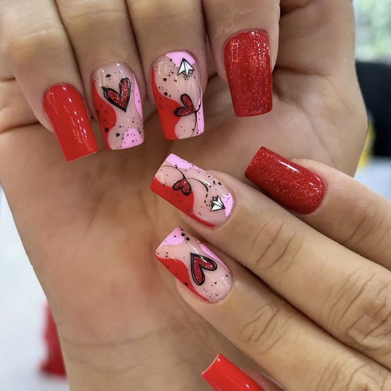 Artistic Heart-Themed Nail Art Extensions Stornfield