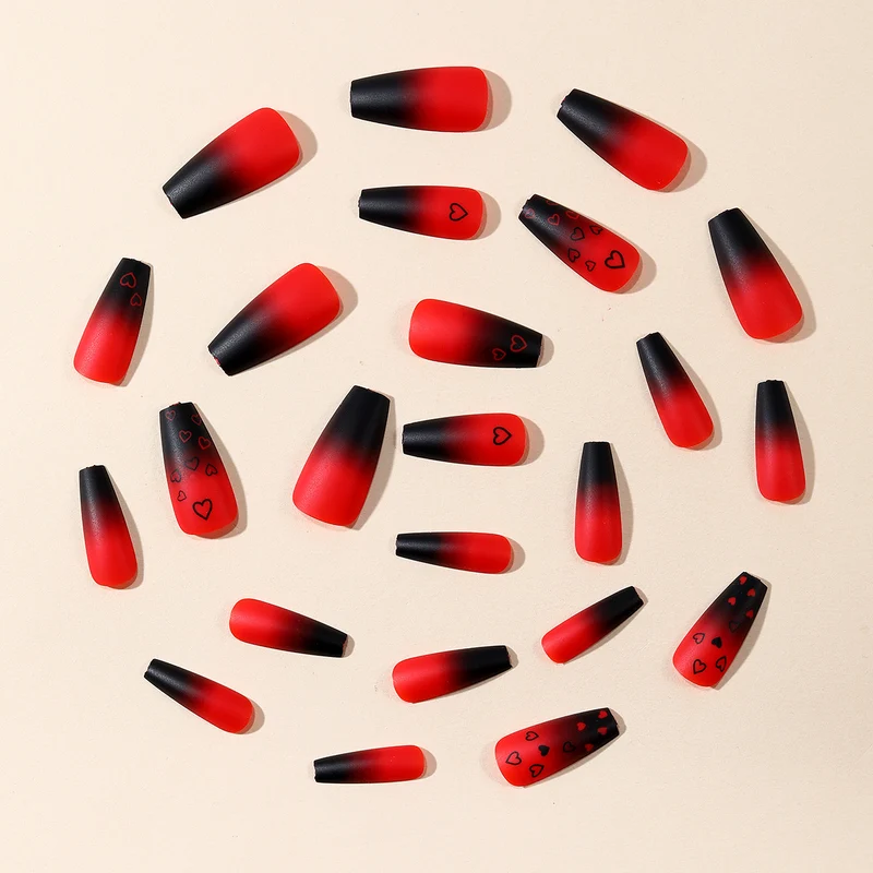 Artistic Heart-Design Acrylic Nail Art Extensions Stornfield