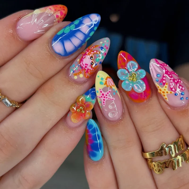 Colorful Artistic 3D Nail Art Extensions Stornfield
