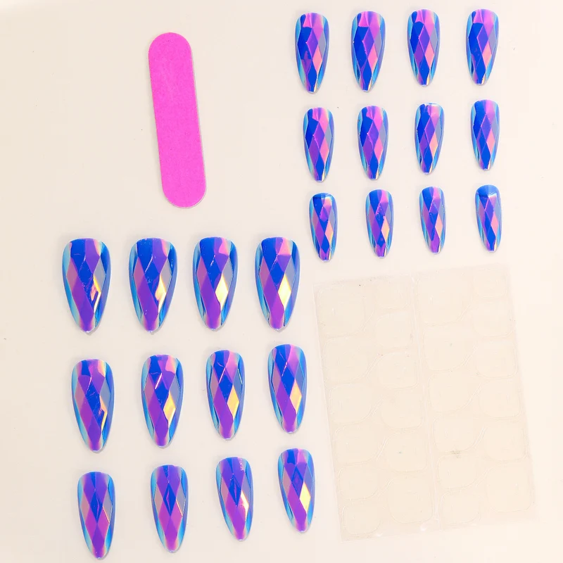 Chic stiletto acrylic nail extensions with holographic diamond design Stornfield