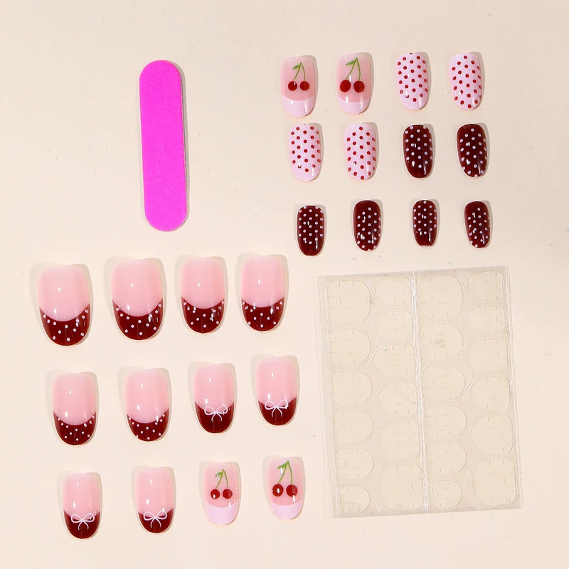 Cherry-Inspired Decorative Nail Art Extensions Stornfield