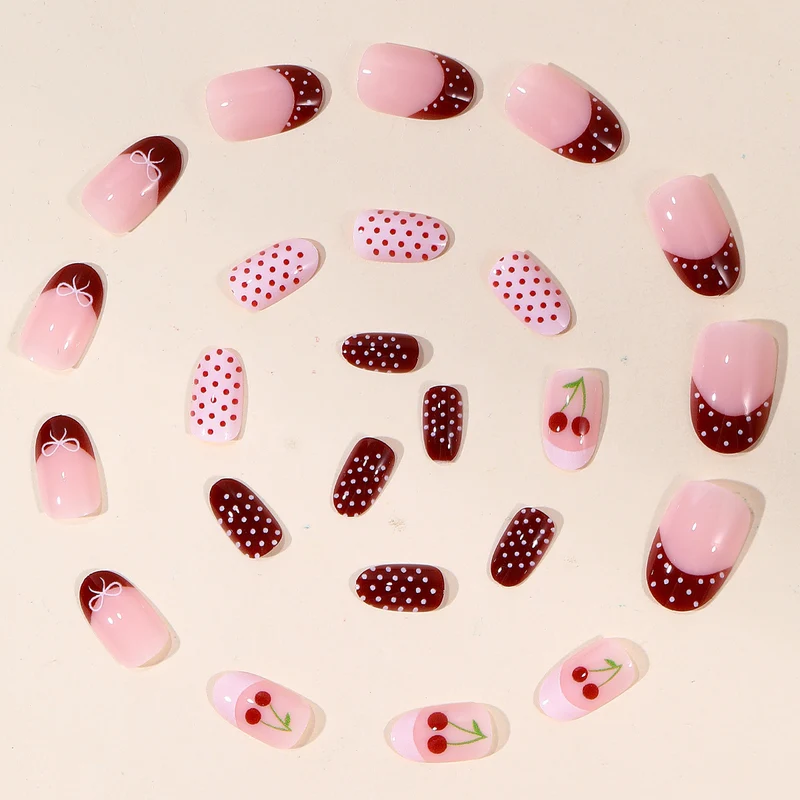 Cherry-Inspired Decorative Nail Art Extensions Stornfield