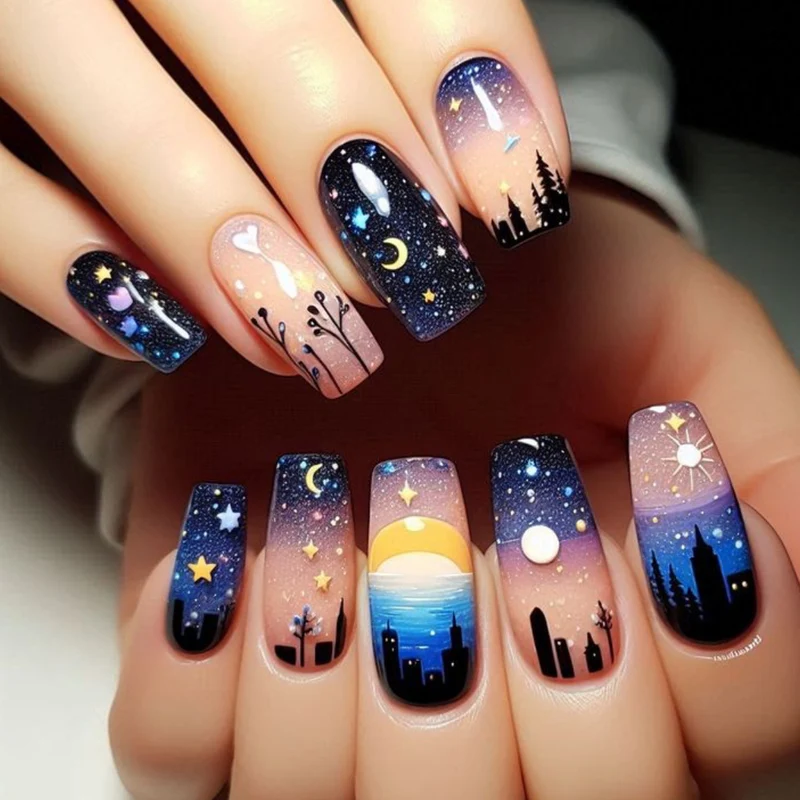 Celestial Themed Nail Art Design Stornfield